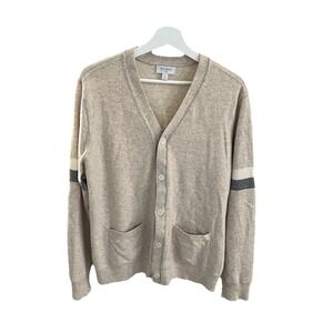 Todd Snyder NY Cashmere Classic V Neck Striped Sleeves Cardigan Size L MSRP $428